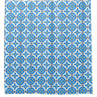 Cortina Para Box Azulejo marroquino azul padrão Boho