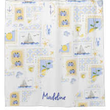 Azulejo Mediterrâneo Limão Monograma Nome Costeiro