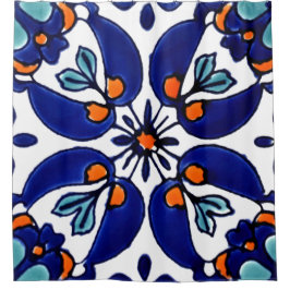 Cortina Para Box Azulejo mexicano Talavera Terracotta nº 1