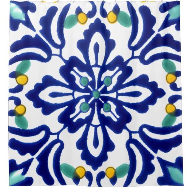 Cortina Para Box Azulejo mexicano Talavera Terracotta nº 10 (Frente)