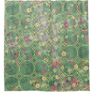 Cortina Para Box Azulejo Verde Floral