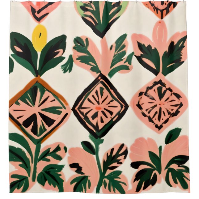 Cortina Para Box Azulejos e Produtos Botânicos (Frente)