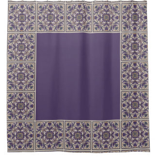 Cortina Para Box Azulejos Radiais Roxos