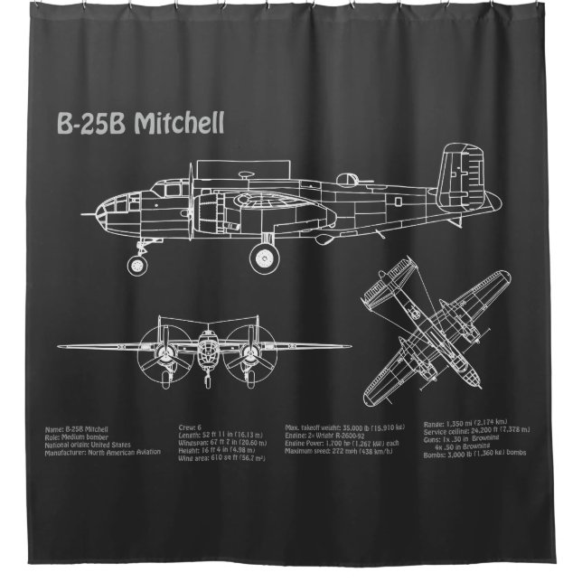 Cortina Para Box B-25B Mitchell Doolittle - PD de avião Blueprint (Frente)