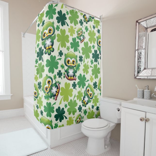 Cortina Para Box Baby Owl Cute St Patrick Cartoon (In Situ)