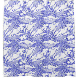 Cortina Para Box Baleia-jubarte azul e branca