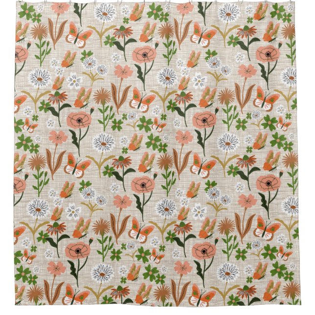 Cortina Para Box Bamboo Floral Daisy Shamrocks Farmhouse (Frente)