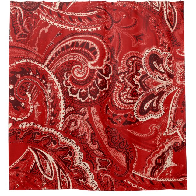 Cortina Para Box Bandanna retro chique vermelho de Paisley do hippy (Frente)