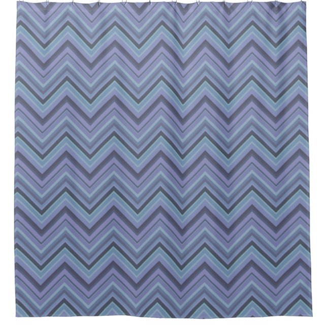Cortina Para Box Bandas de ziguezague de cinza azul (Frente)