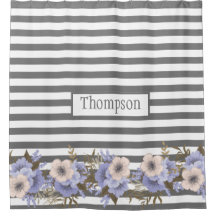 Bandas florais bicudas, azuis, monogramas