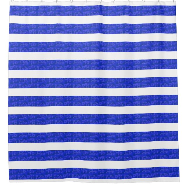 Cortina Para Box Bandas Geométricas de Azul-Chic (Frente)