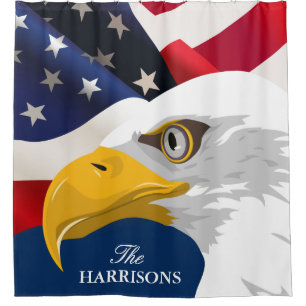 Cortina Para Box Bandeira americana patriótica orgulhosa com águi