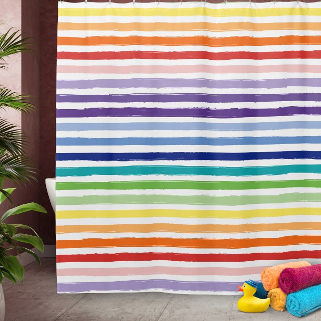 Cortina Para Box Banheira bonito do Rainbow Stripe (Criador carregado)