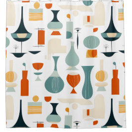 Cortina Para Box Banheira de Forma Moderna Vase do meio século