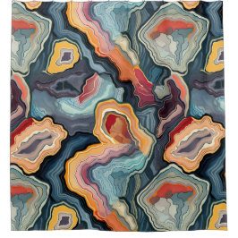 Cortina Para Box Banheira de Padrão de Agate de Geodo Funky Abstrat