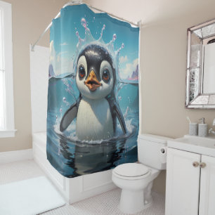 Cortina Para Box Banheira de Pinguim Wonderland
