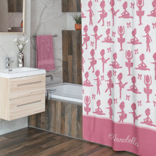 Cortina Para Box Banheira-Padrão Rosa-Brilhante