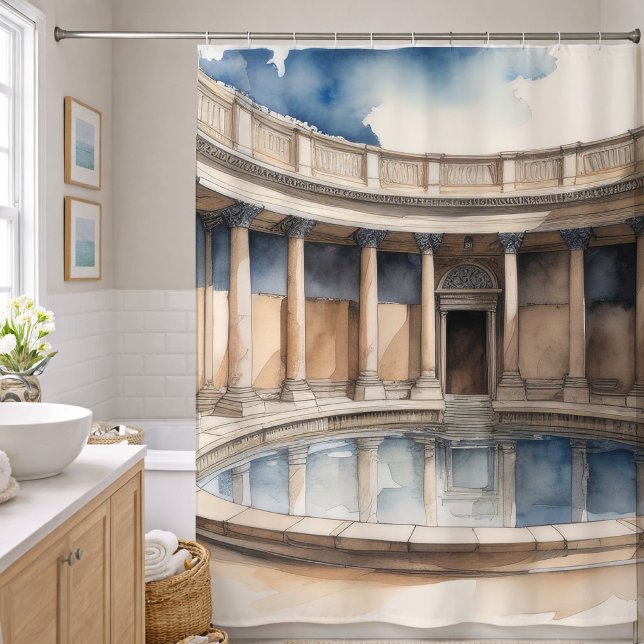 Cortina Para Box Banho Romano em Aquarela (Criador carregado)