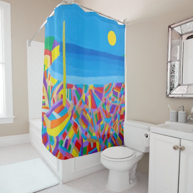 Cortina Para Box Barco à vela pelo mar (In Situ)