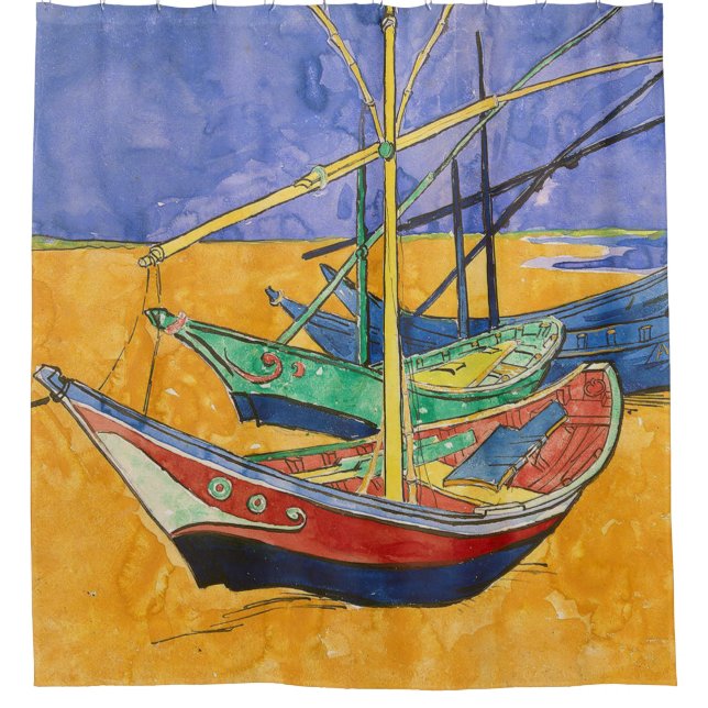 Cortina Para Box Barcos de Van Gogh Impressionismo Praia (Frente)