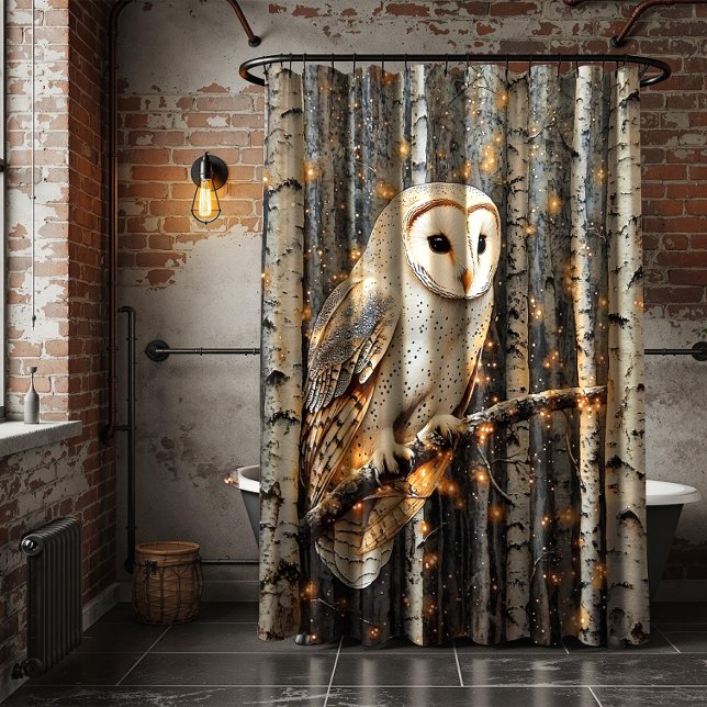 Cortina Para Box Barn Owl in Birch Trees | (Criador carregado)