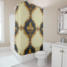 Cortina Para Box "Barockes Ornament-Muster in Gold und Schwarz"