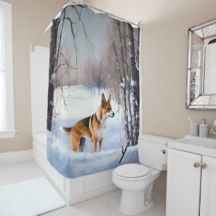 Cortina Para Box Basenji Deixe Nevar Natal