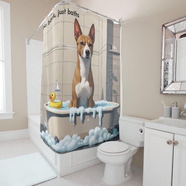 Cortina Para Box Basenji Desleixado Sonolento Fofo Engraçado (In Situ)