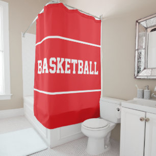 Cortina Para Box Basquete DIVERTIDO Faixa de Texto Branco em Vermel