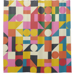 Cortina Para Box Bauhaus trabalho de arte: composição geométrica ab