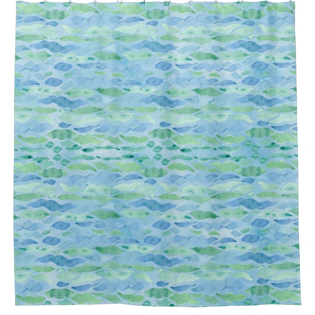 Cortina Para Box Beach House Modern Ocean Wave Blue Green Standard (Frente)