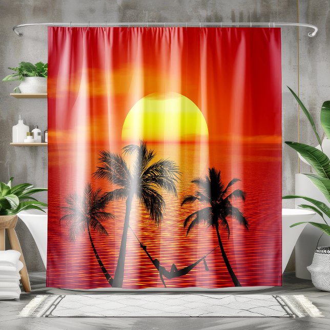 Cortina Para Box Beach Palm Trees Sunset |  (Criador carregado)