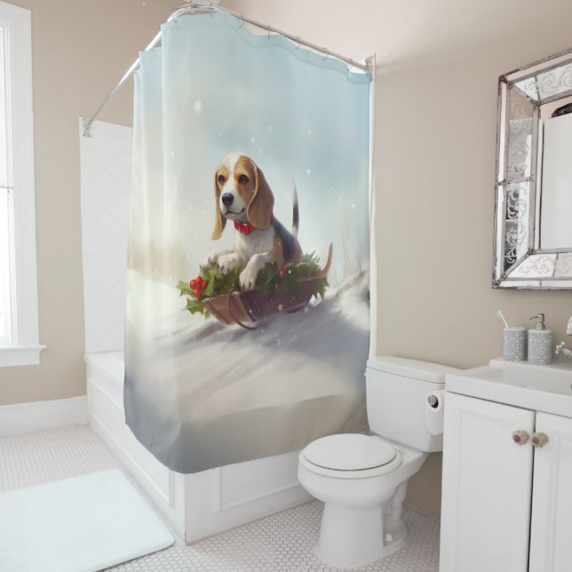 Cortina Para Box Beagle Natal neve inverno (In Situ)