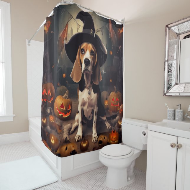 Cortina Para Box Beagle Pumpkins Halloween Assustado (In Situ)