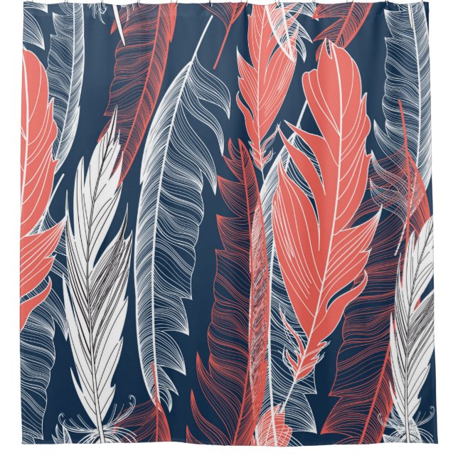 Cortina Para Box Beautiful seamless graphic pattern of feathers (Frente)