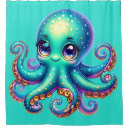 Cortina Para Box "Bebê Octopus Ocean Fun"