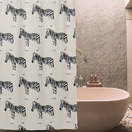 Cortina Para Box Beige de Padrão Animal Exótico Zebra