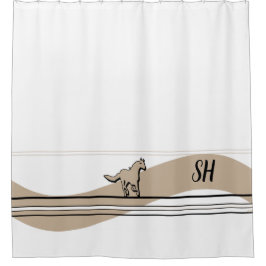 Cortina Para Box Beige Running Horse Design Shower Curtain