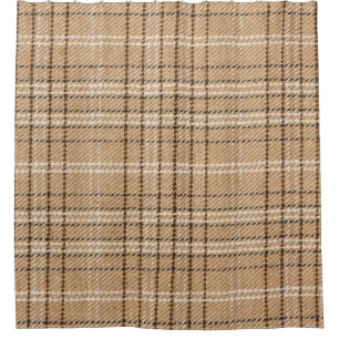 Cortina Para Box Beige Tartan: Clássica Xadrez Weave.