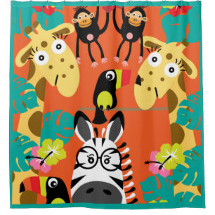 Cortina Para Box Bela selva de berçário, animais de decoração, bebê