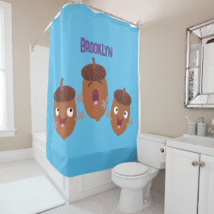 Cortina Para Box Belas bolotas felizes cantando cartoon para crianç