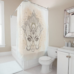 Cortina Para Box Beleza Dourada da Flor Boho Lotus