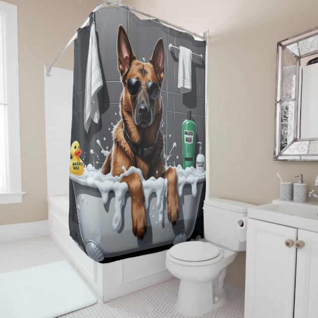 Cortina Para Box Belga Malinois Sloppy Sleepy Cute Engraçado (In Situ)