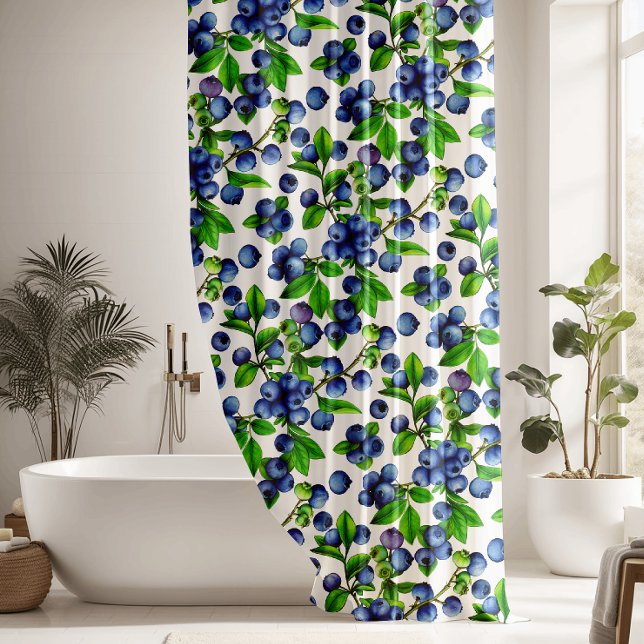 Cortina Para Box Belo Padrão de Berries Azul (Criador carregado)