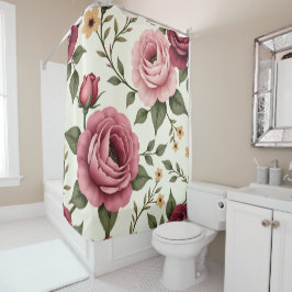 Cortina Para Box Belo Rosa E Borgonha De Grande Tamanho