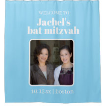Bem-vindo à Foto de Bat Mitzvah Azul Personalizada