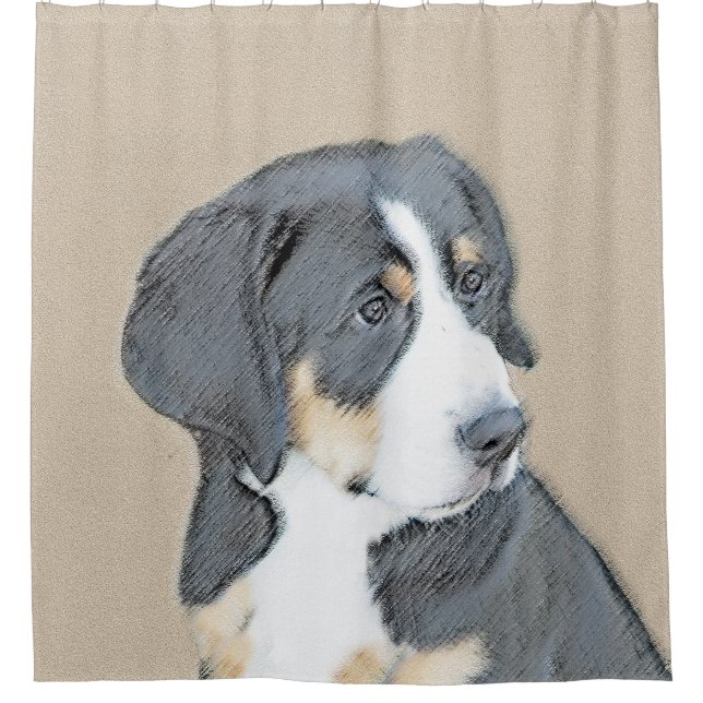 Cortina Para Box Bernese Mountain Dog Puppy Painting - Arte Origina (Frente)