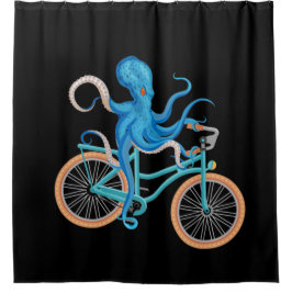Cortina Para Box Bicicleta Engraçada Ao Longo Do Mar Octopus Black