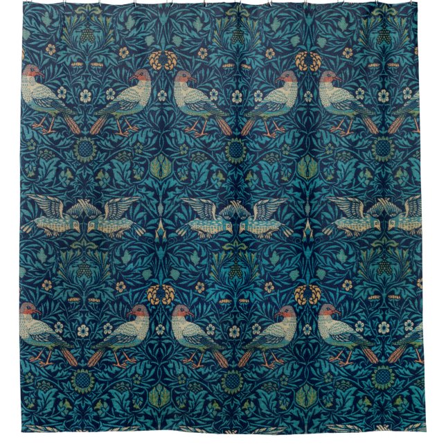 Cortina Para Box "Birds", por William Morris Blue Pattern  (Frente)