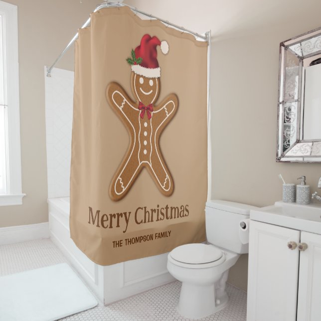 Cortina Para Box Biscoito de Natal de Gengibre Festivo Com Texto (In Situ)